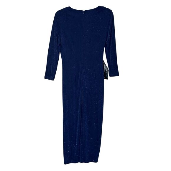 JS Collections Navy Blue Violetta Knit Tea Length Dress | size 4 - Picture 9 of 12